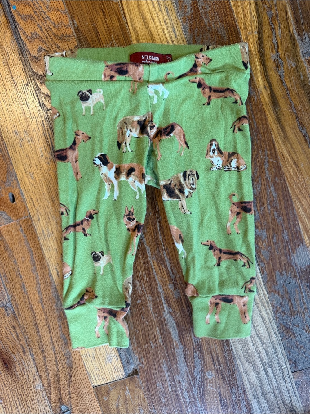 Milkbarn Green Dog Print Kids Leggings